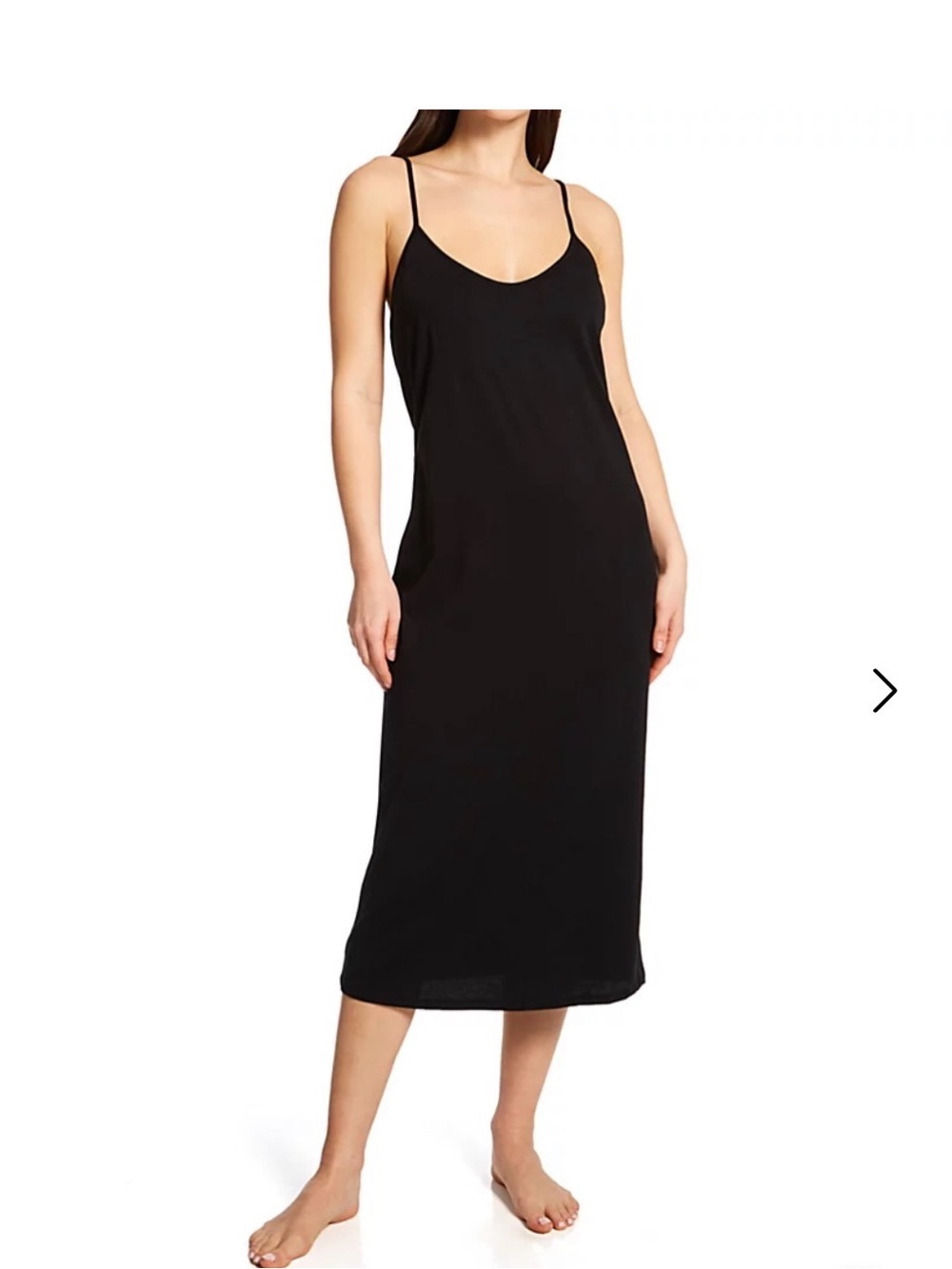Skin Organic Cotton Long Sexy Slip with Shelf Bra -  Black  OJ914 size 4 (XL)